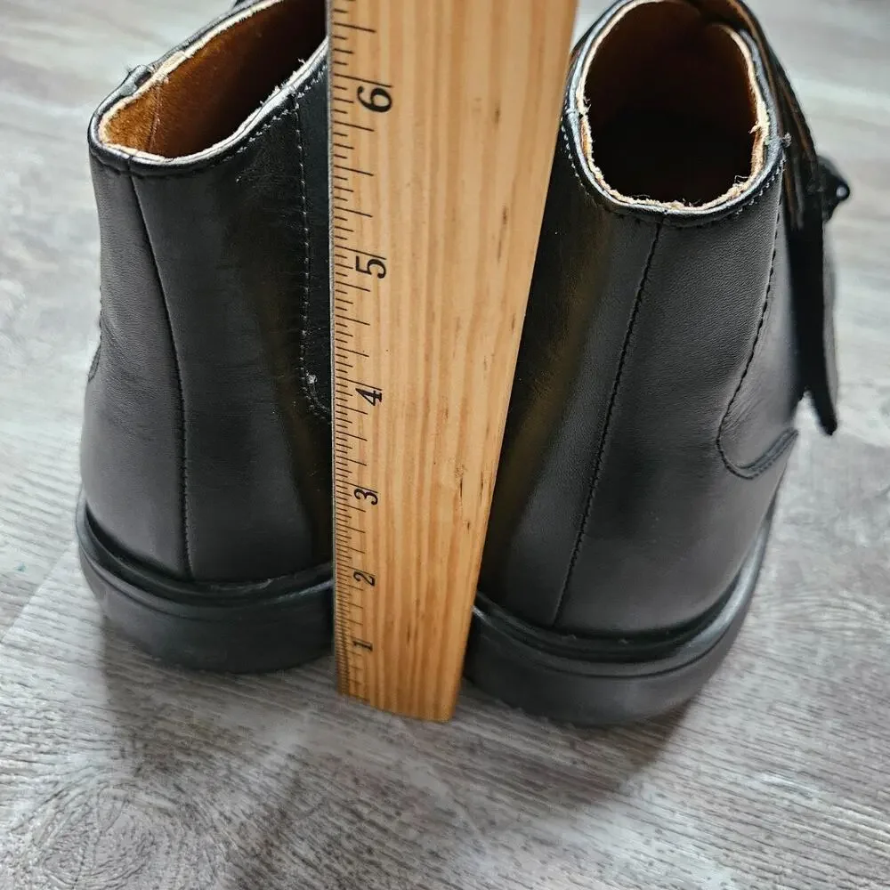 Dr Comfort Joseph Black Leather High Top Hook Loop Dress Boot Shoe Mens Size 9.5
